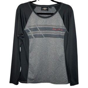 Harley-Davidson Top Women's L Performance Wicking Black Grey Long Sleeve Knit